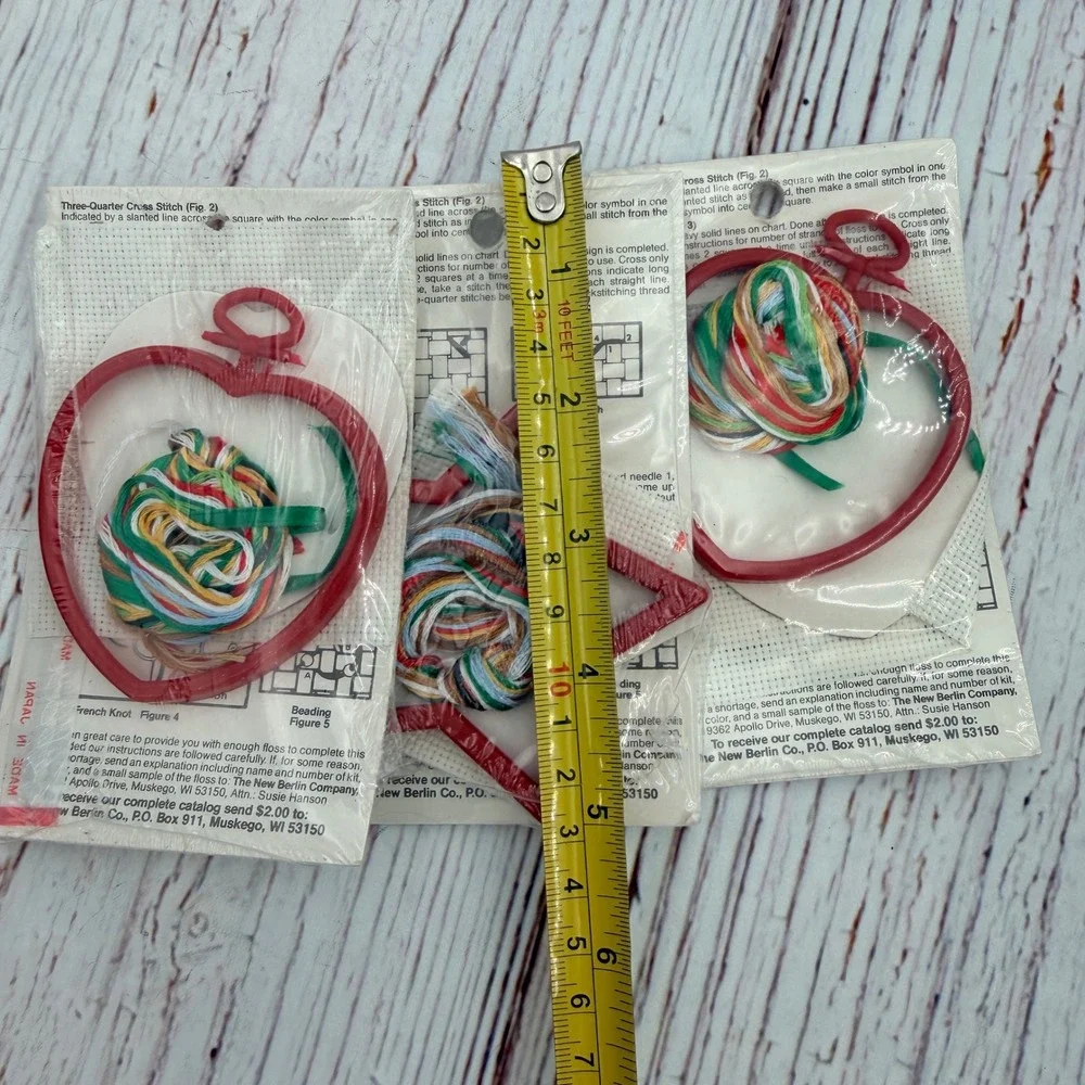 Vintage New Berlin Co Christmas Ornament Cross Stitch Kit Lot 3 Chicken Rooster